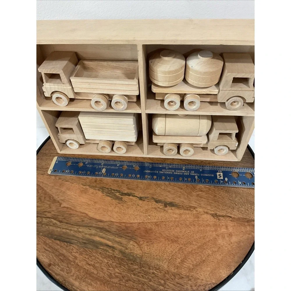 Handmade Vintage Wooden Truck set of 4 Trucks Cargo Display Decor Play Paint